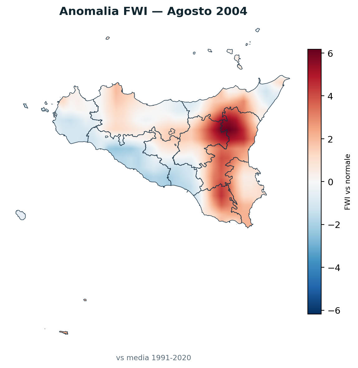 Anomalia vs normale Agosto 2004