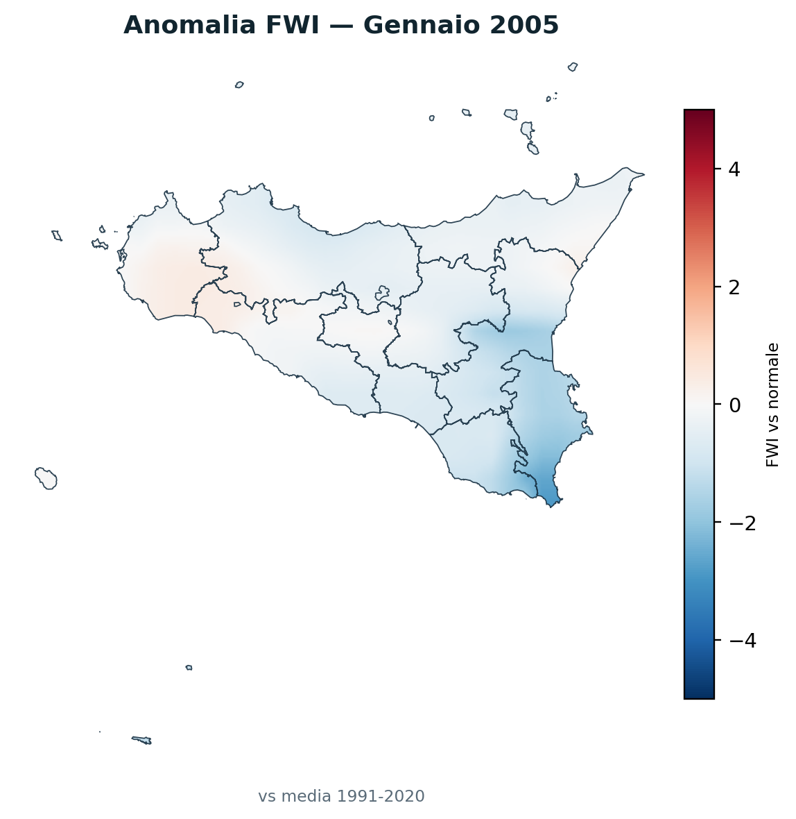 Anomalia vs normale Gennaio 2005