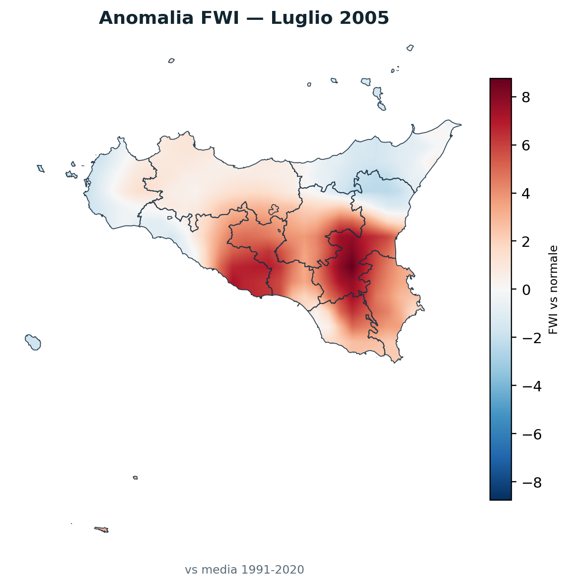 Anomalia vs normale Luglio 2005