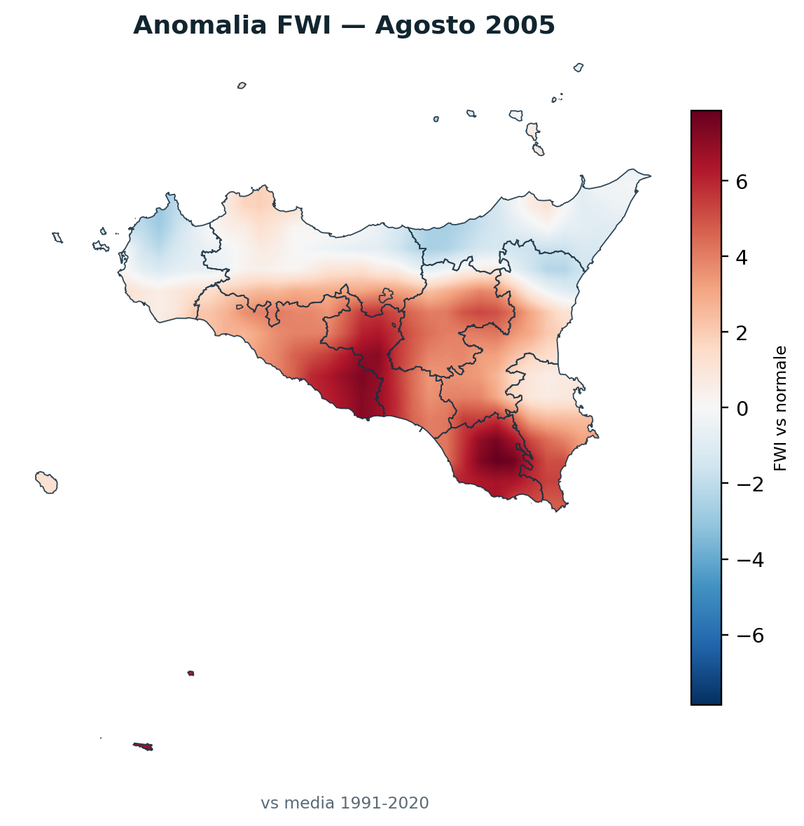 Anomalia vs normale Agosto 2005