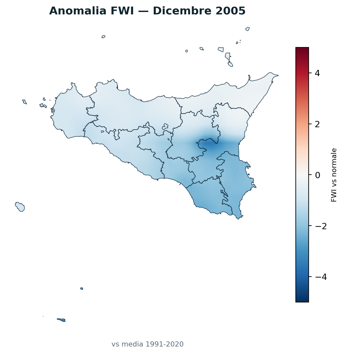 Anomalia vs normale Dicembre 2005