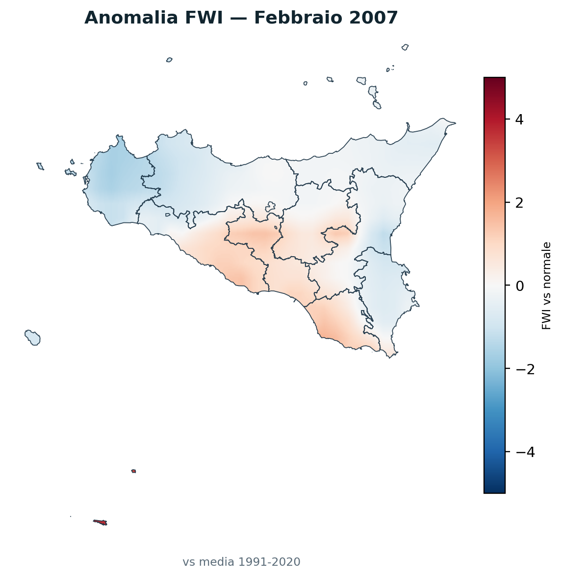 Anomalia vs normale Febbraio 2007