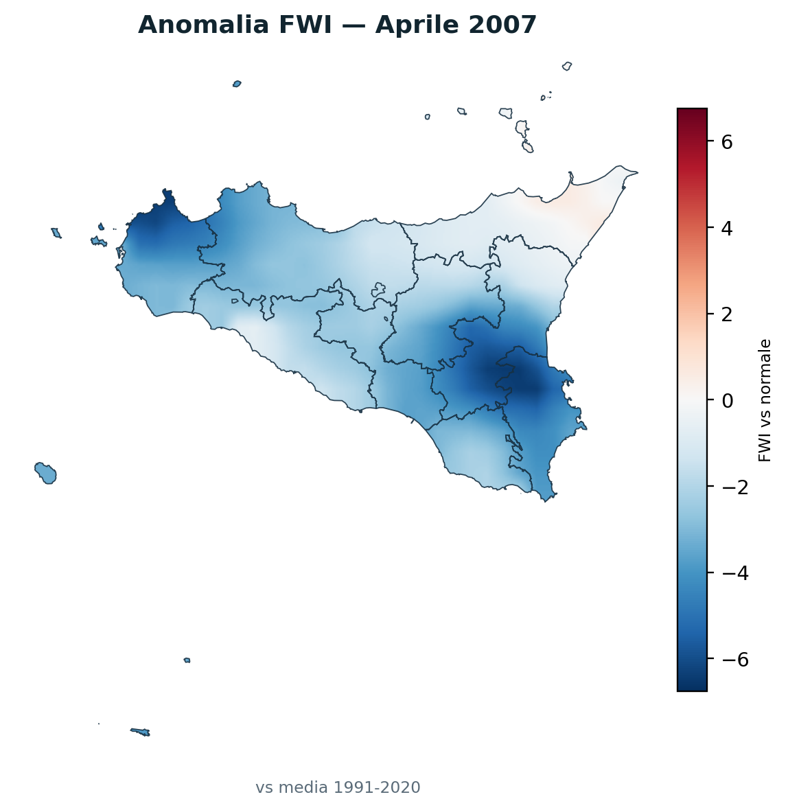 Anomalia vs normale Aprile 2007