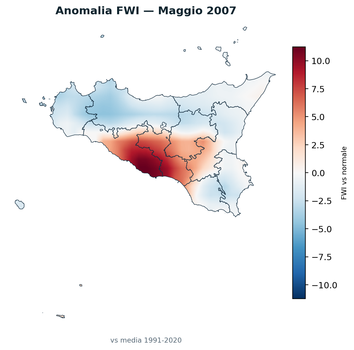 Anomalia vs normale Maggio 2007