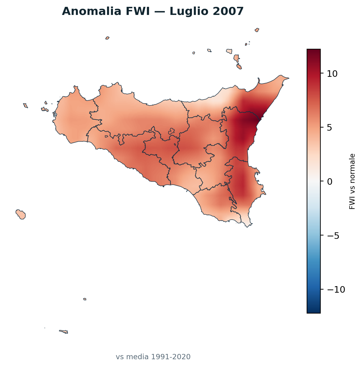 Anomalia vs normale Luglio 2007