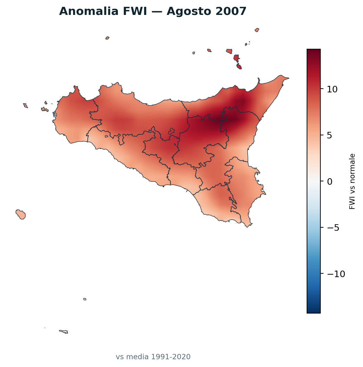 Anomalia vs normale Agosto 2007