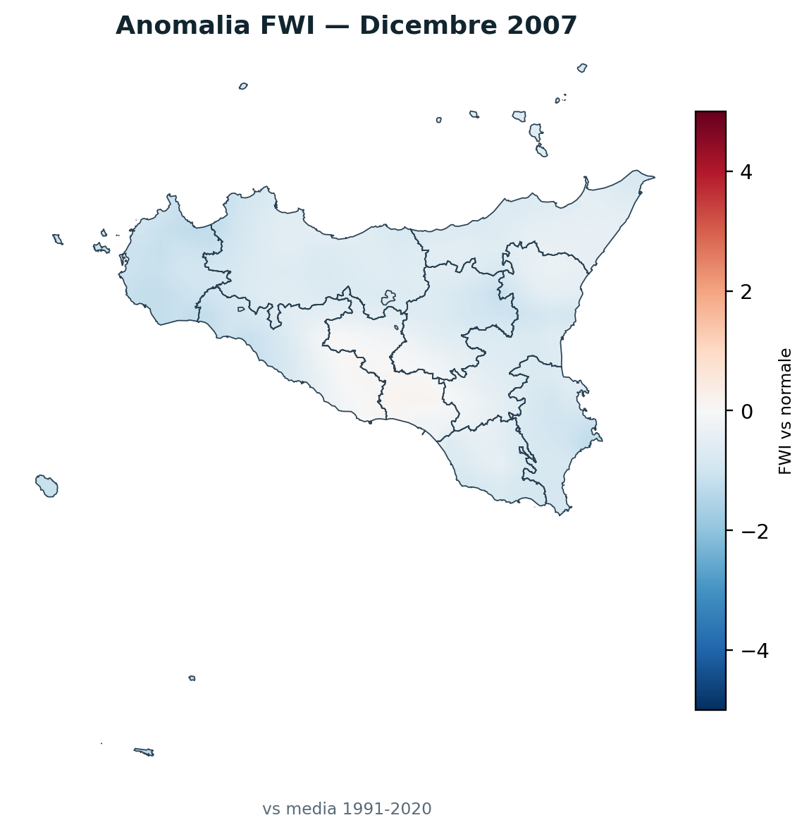 Anomalia vs normale Dicembre 2007