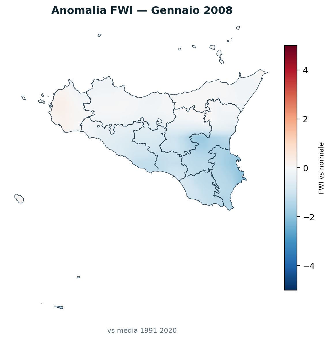Anomalia vs normale Gennaio 2008
