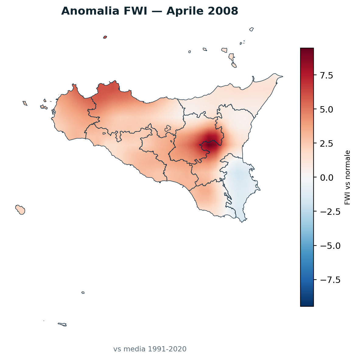 Anomalia vs normale Aprile 2008
