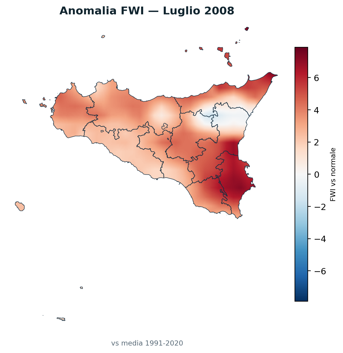Anomalia vs normale Luglio 2008
