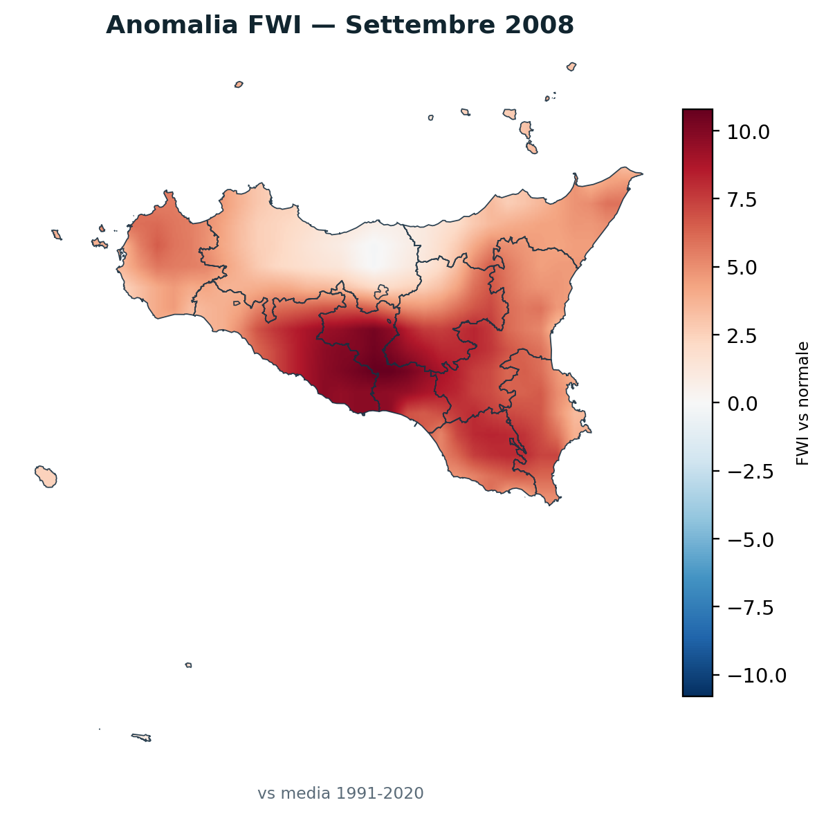 Anomalia vs normale Settembre 2008