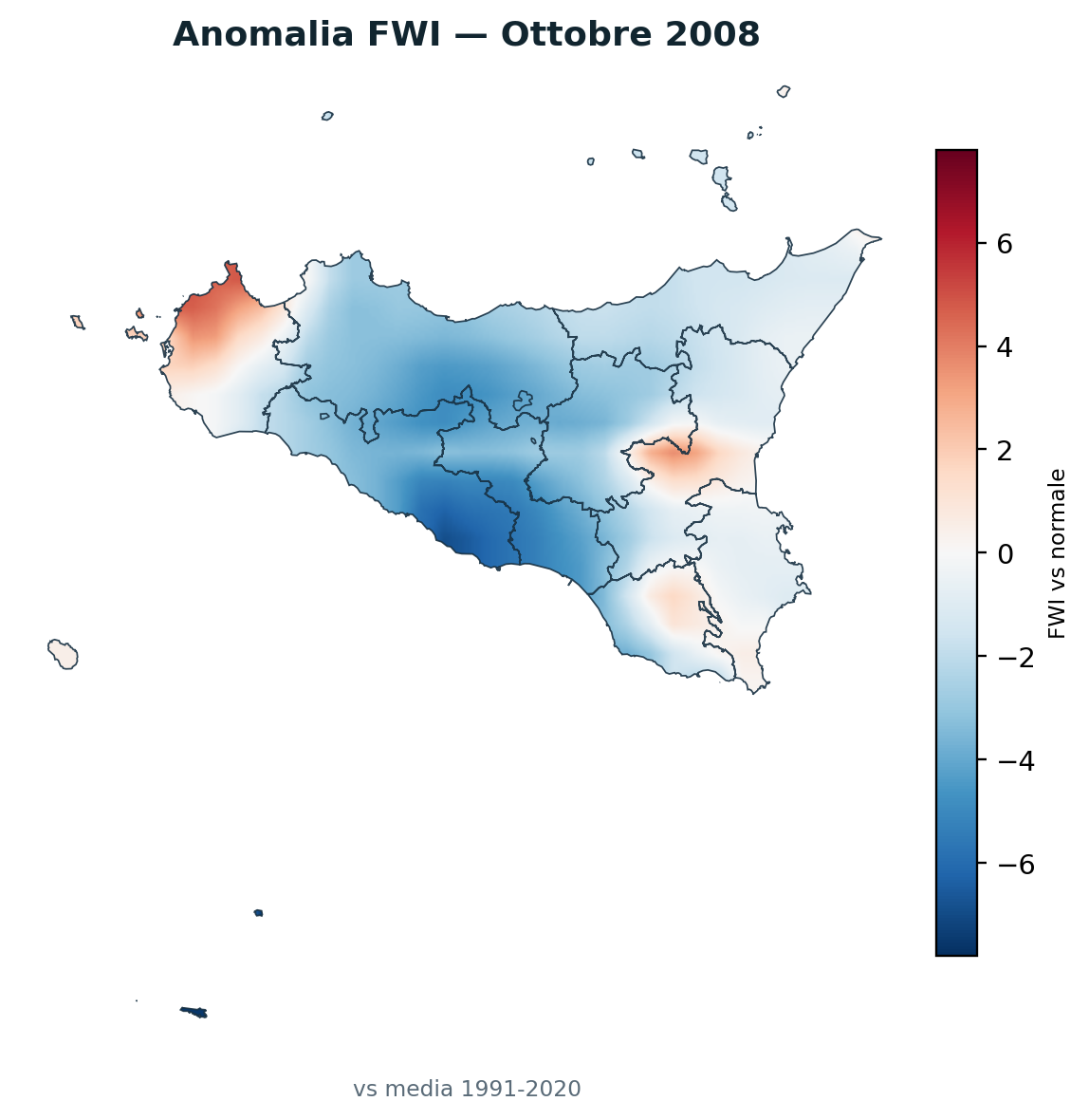 Anomalia vs normale Ottobre 2008