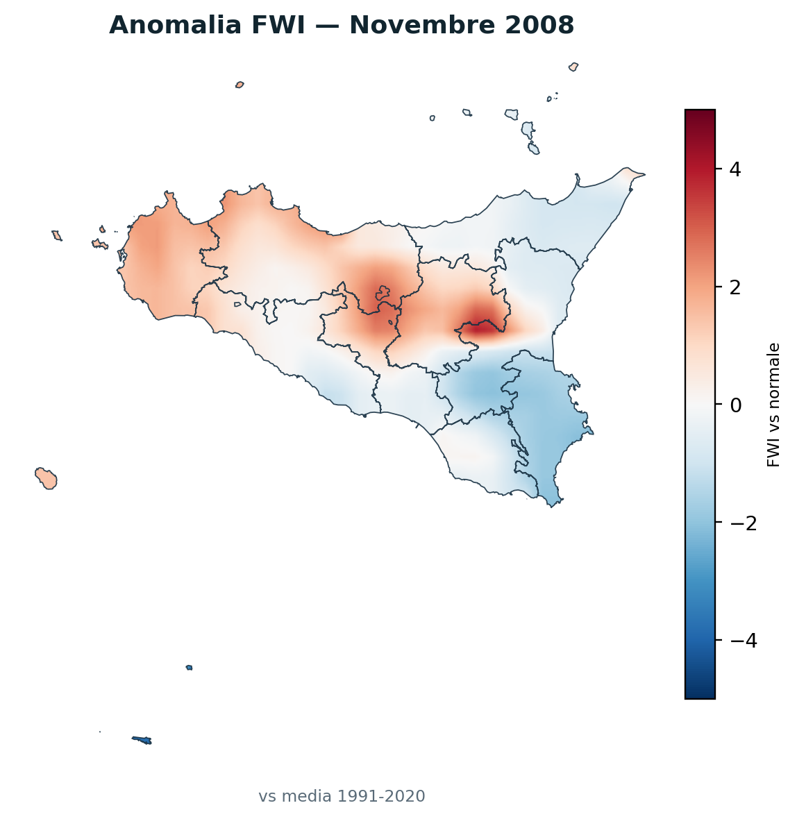 Anomalia vs normale Novembre 2008