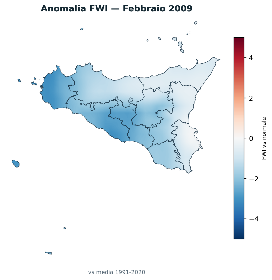 Anomalia vs normale Febbraio 2009