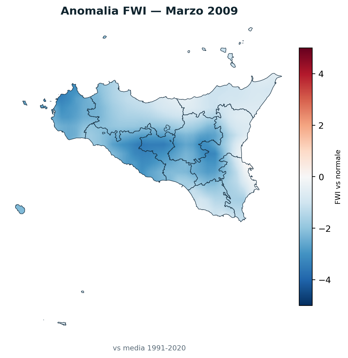 Anomalia vs normale Marzo 2009