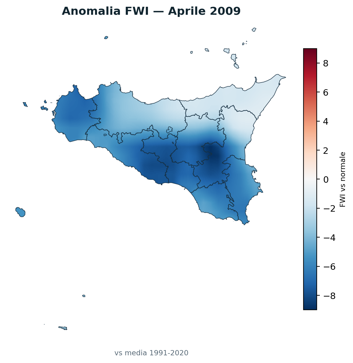 Anomalia vs normale Aprile 2009