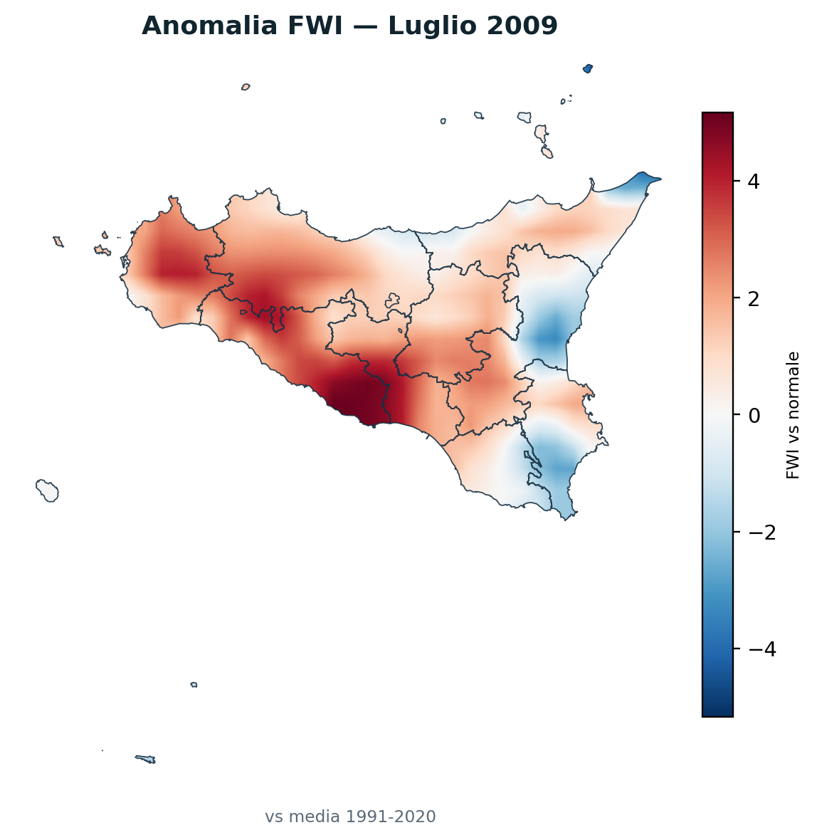 Anomalia vs normale Luglio 2009