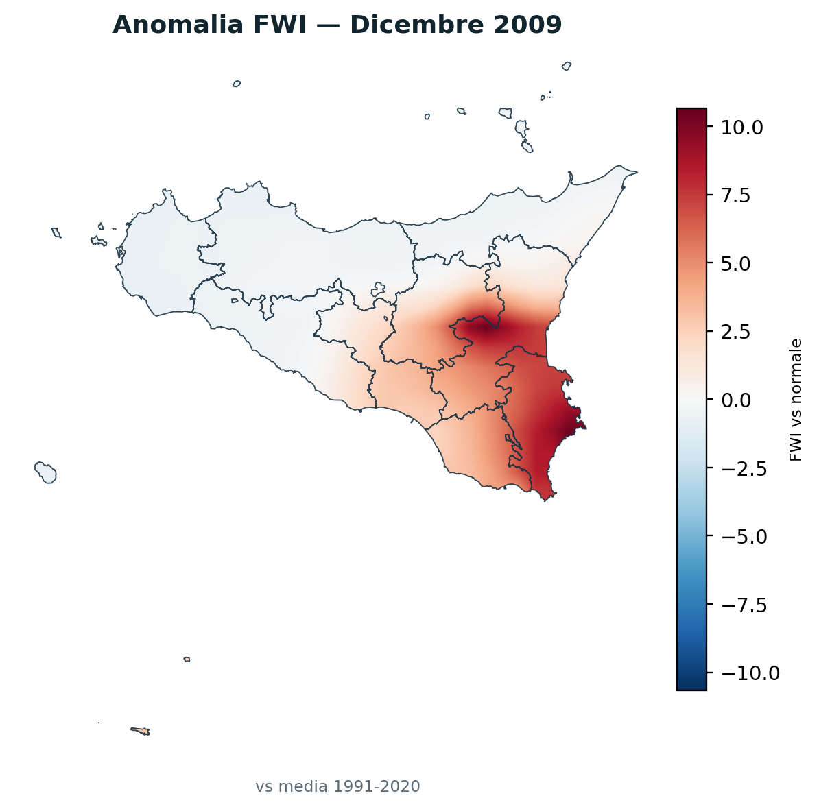 Anomalia vs normale Dicembre 2009