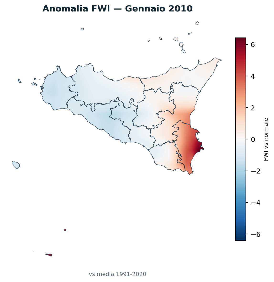 Anomalia vs normale Gennaio 2010