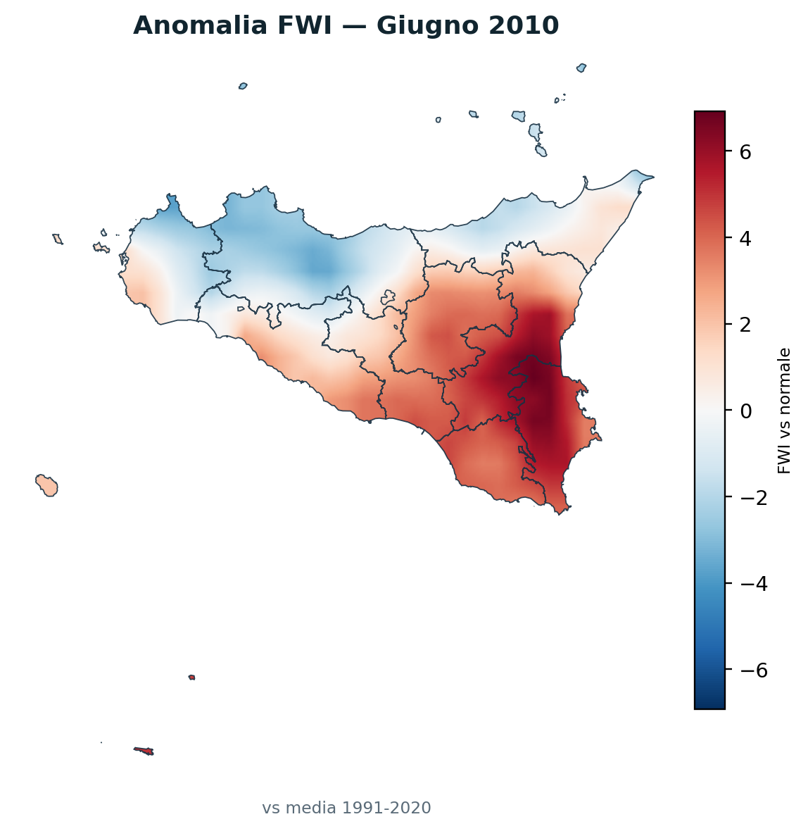 Anomalia vs normale Giugno 2010