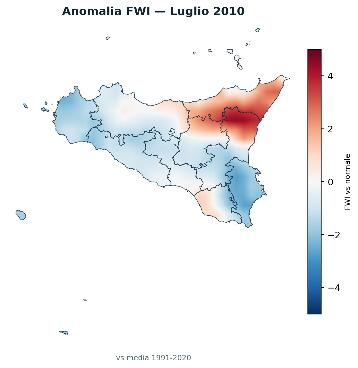 Anomalia vs normale Luglio 2010