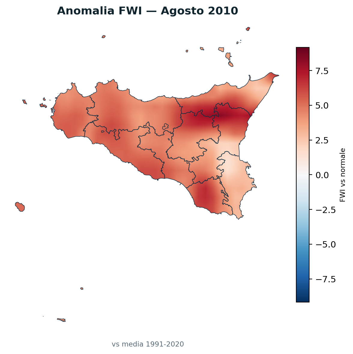 Anomalia vs normale Agosto 2010