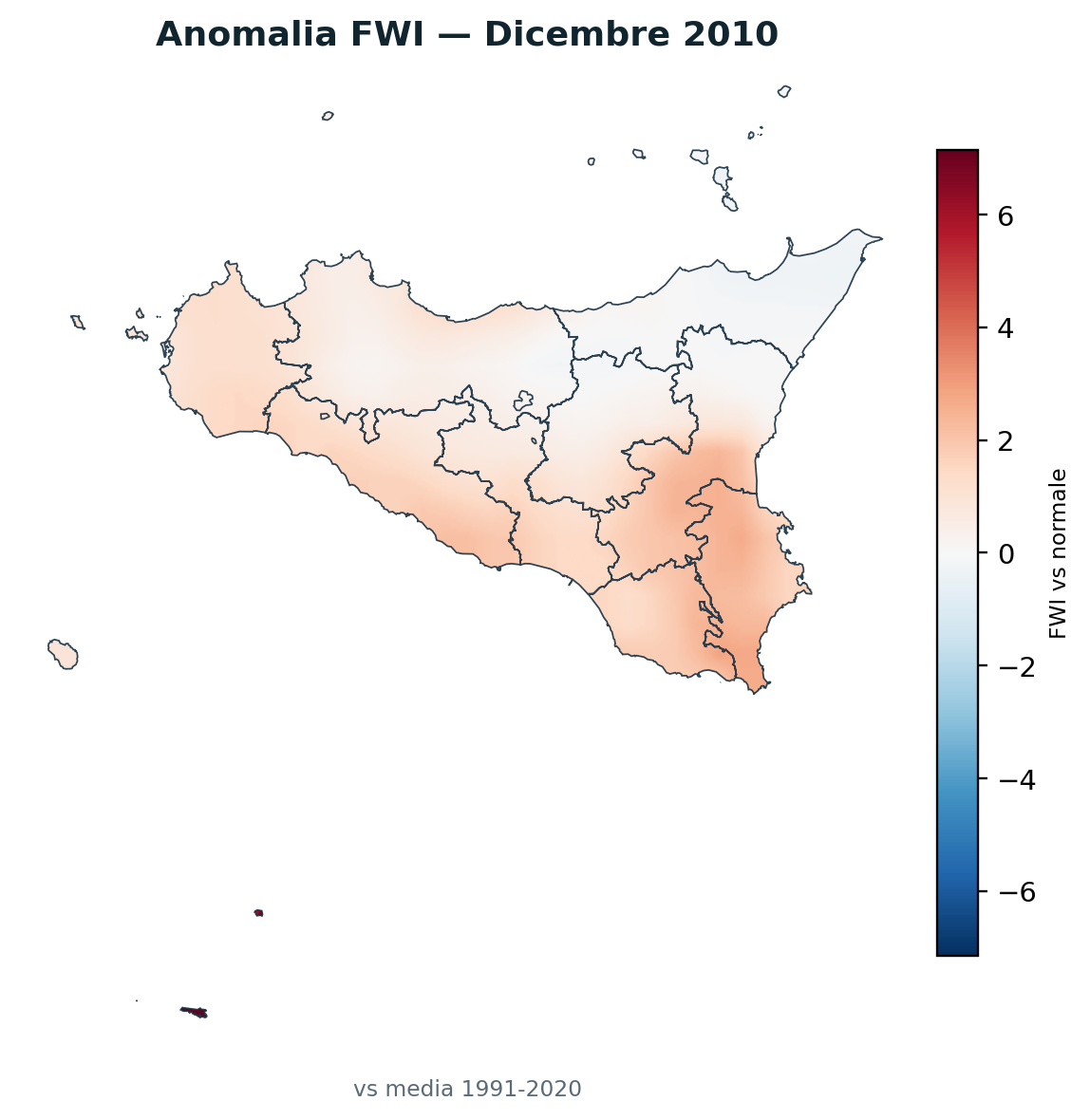 Anomalia vs normale Dicembre 2010