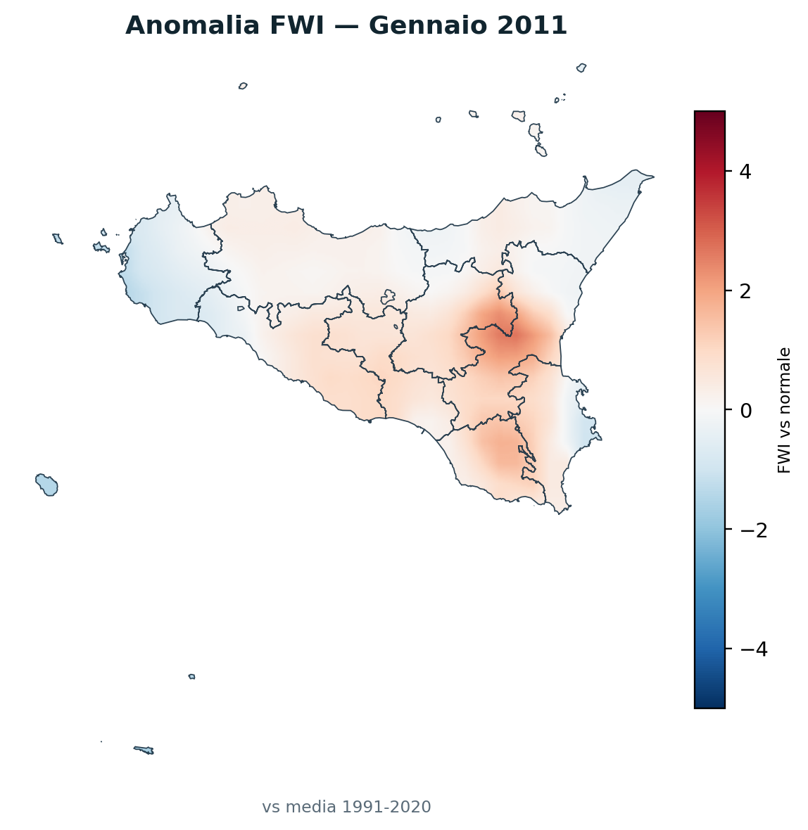 Anomalia vs normale Gennaio 2011