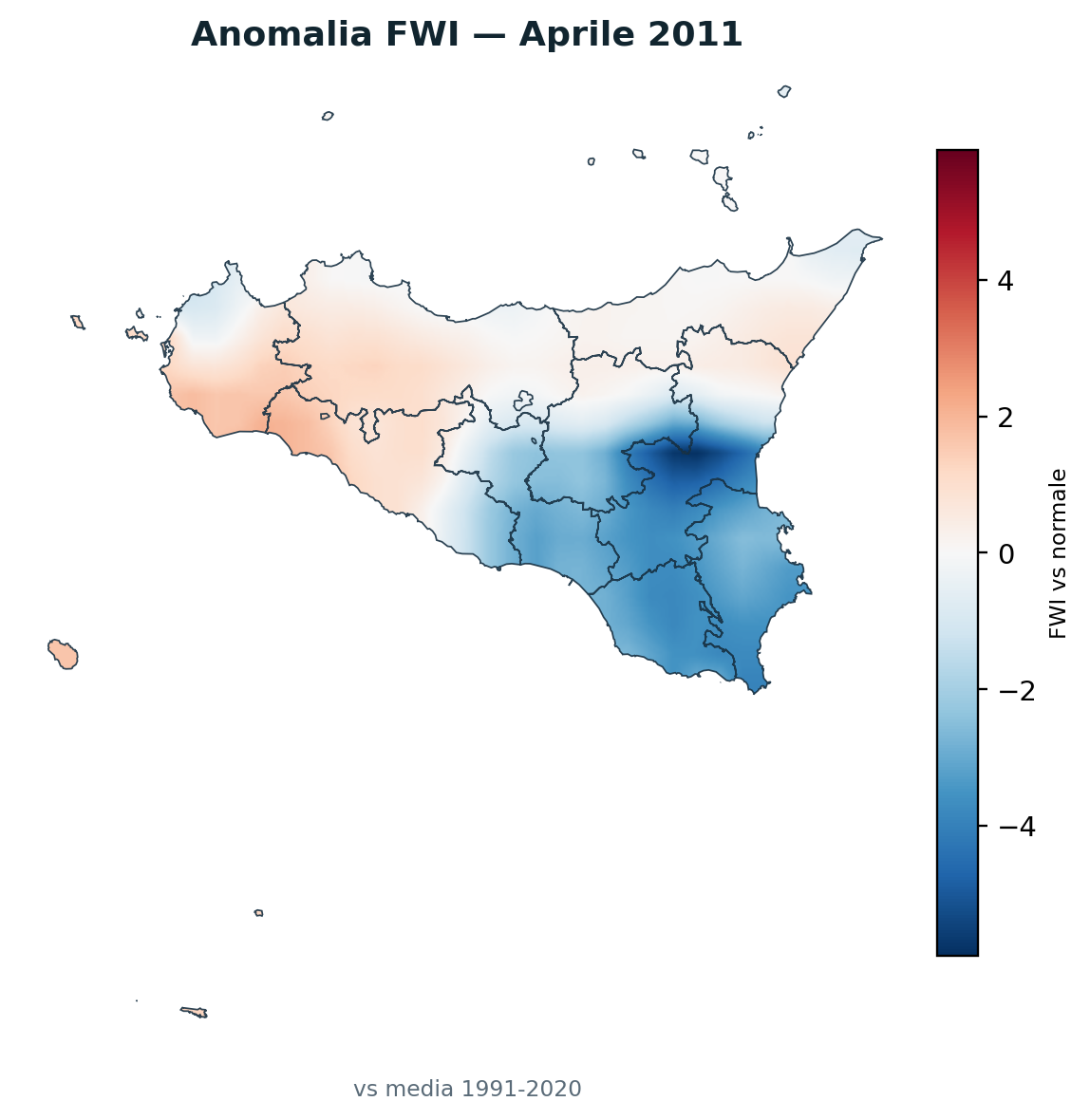 Anomalia vs normale Aprile 2011
