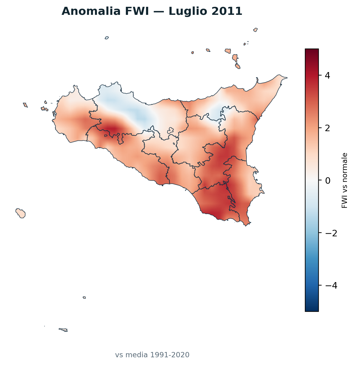 Anomalia vs normale Luglio 2011