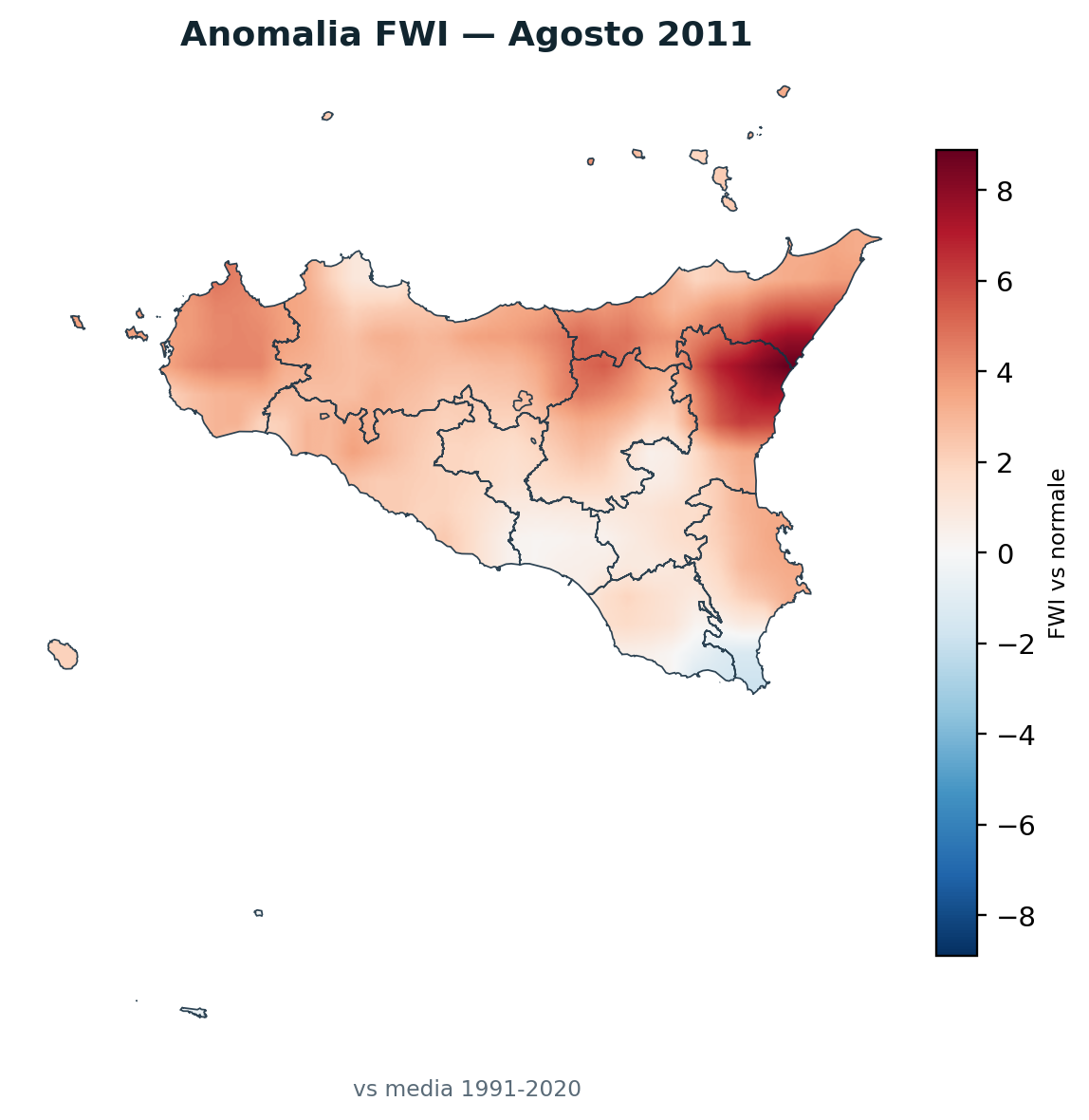Anomalia vs normale Agosto 2011