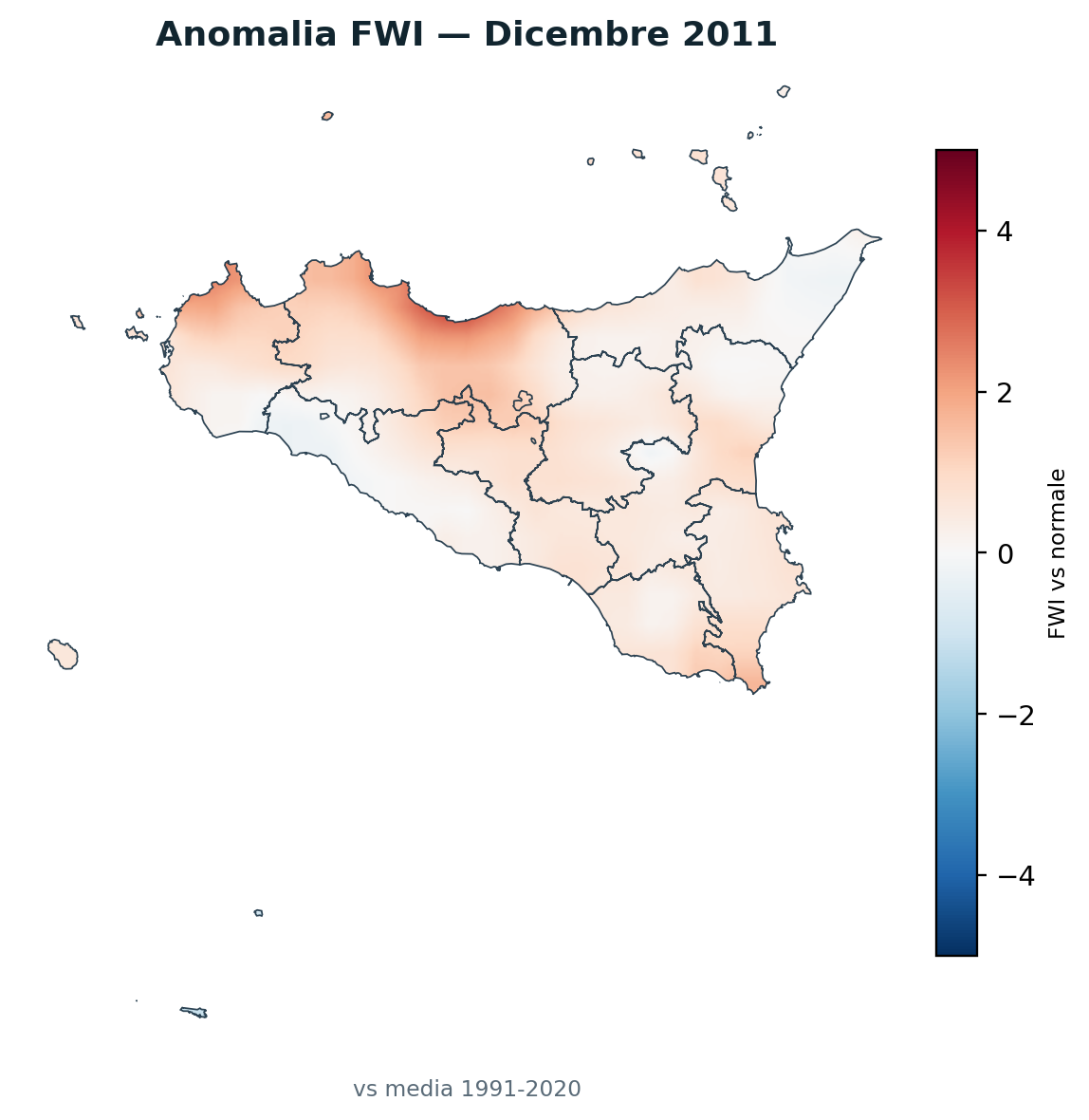 Anomalia vs normale Dicembre 2011
