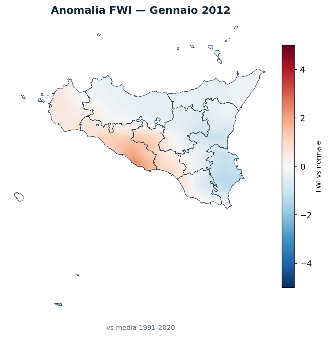 Anomalia vs normale Gennaio 2012