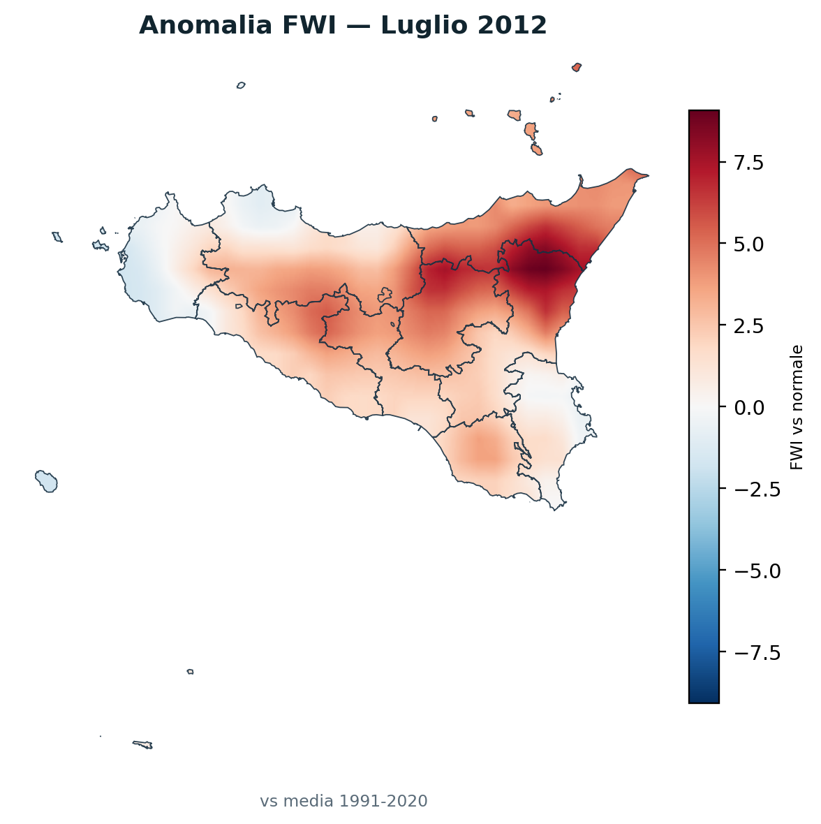 Anomalia vs normale Luglio 2012