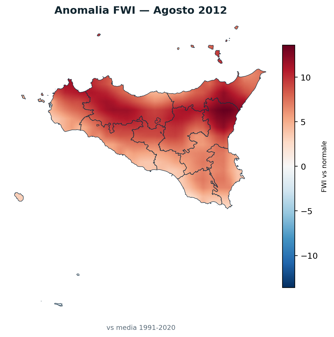 Anomalia vs normale Agosto 2012