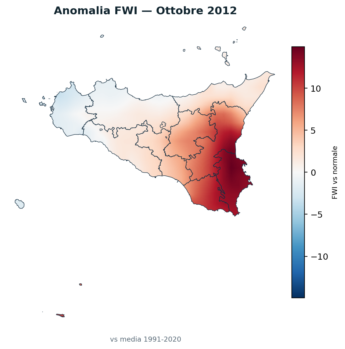 Anomalia vs normale Ottobre 2012