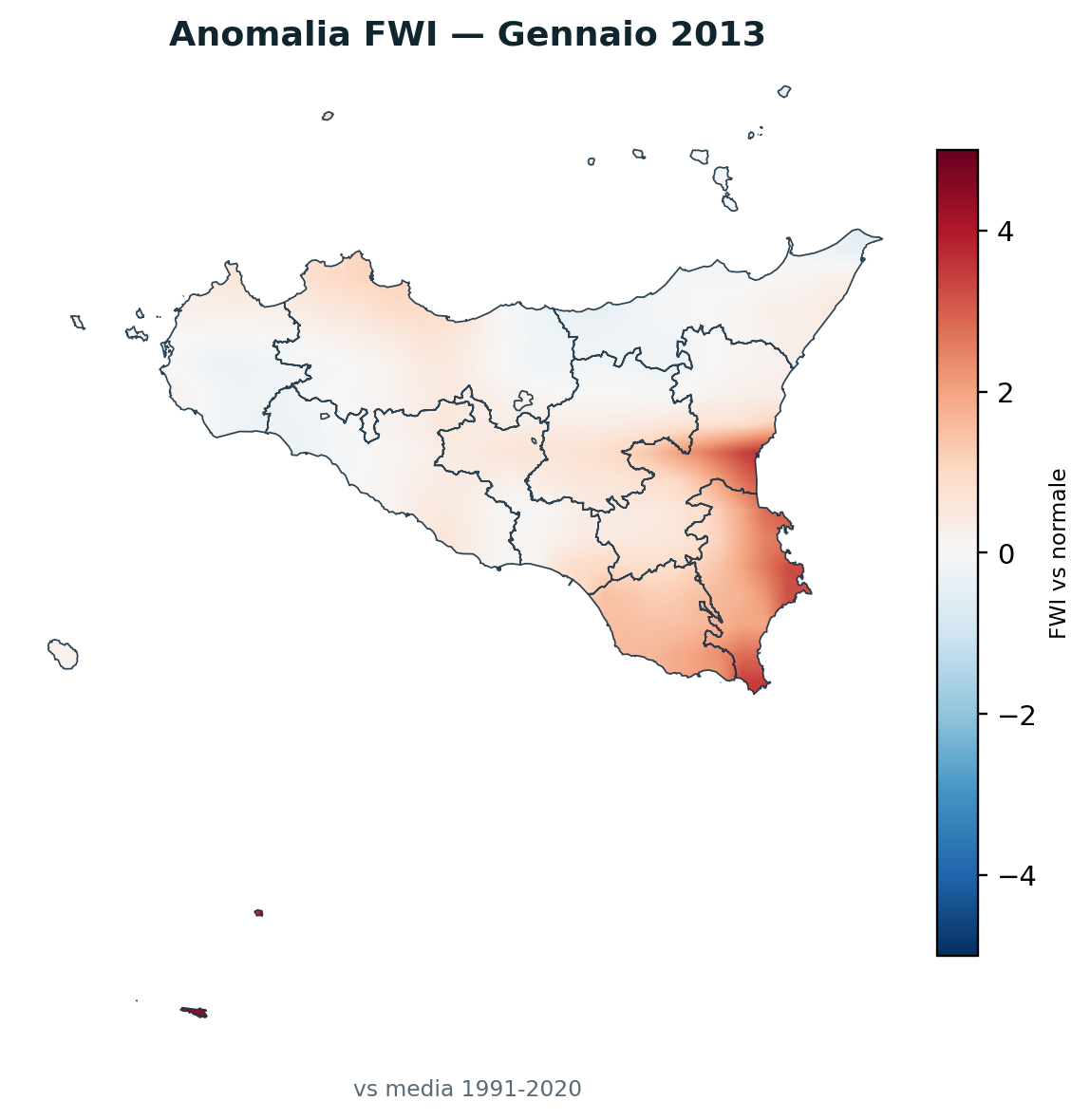 Anomalia vs normale Gennaio 2013