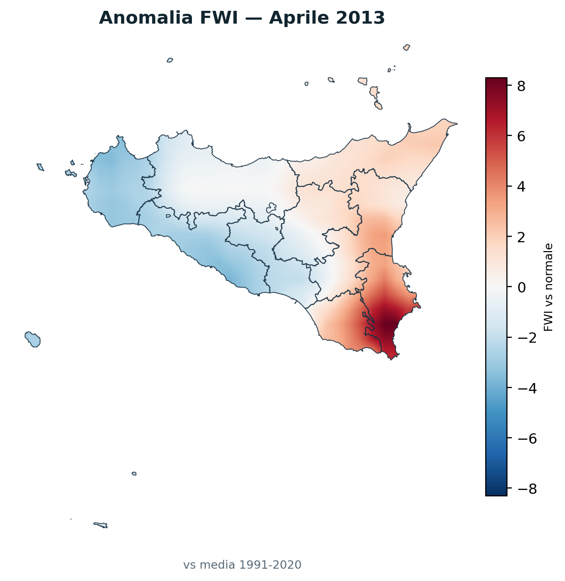 Anomalia vs normale Aprile 2013