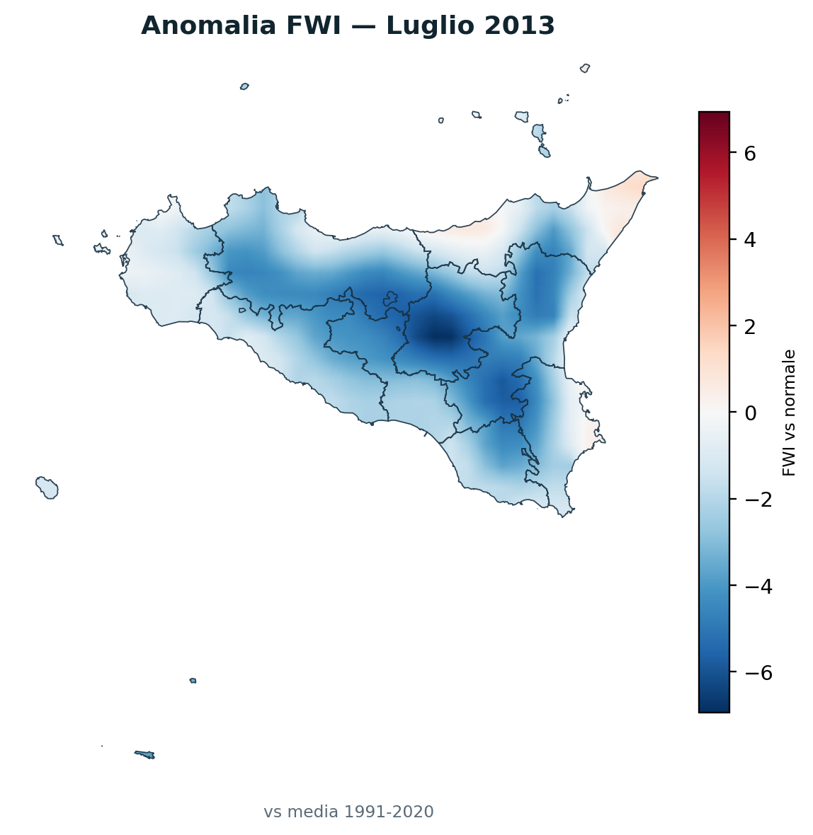 Anomalia vs normale Luglio 2013