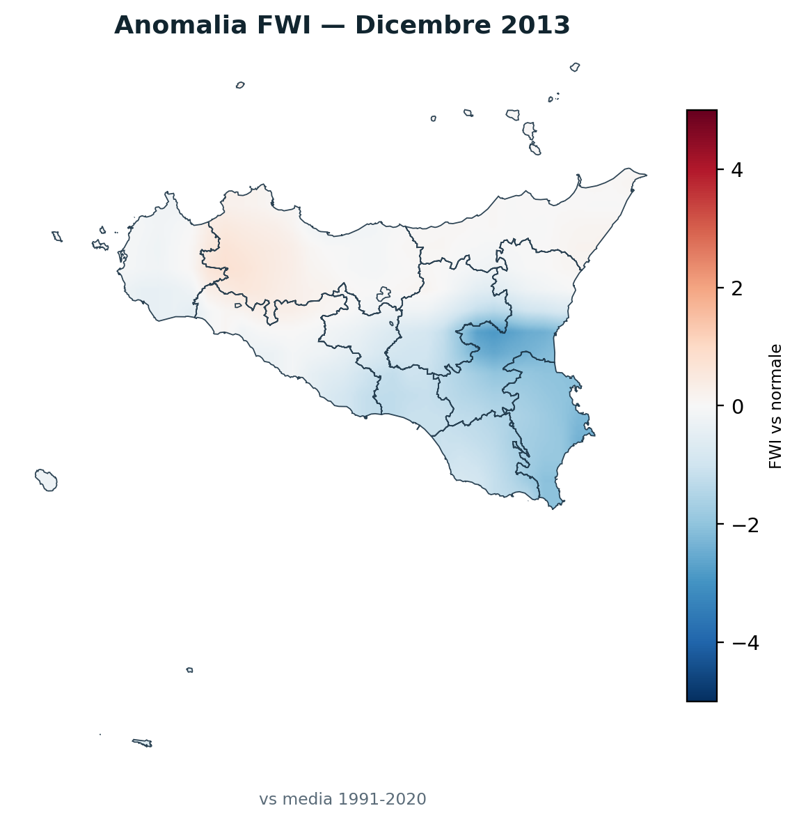 Anomalia vs normale Dicembre 2013