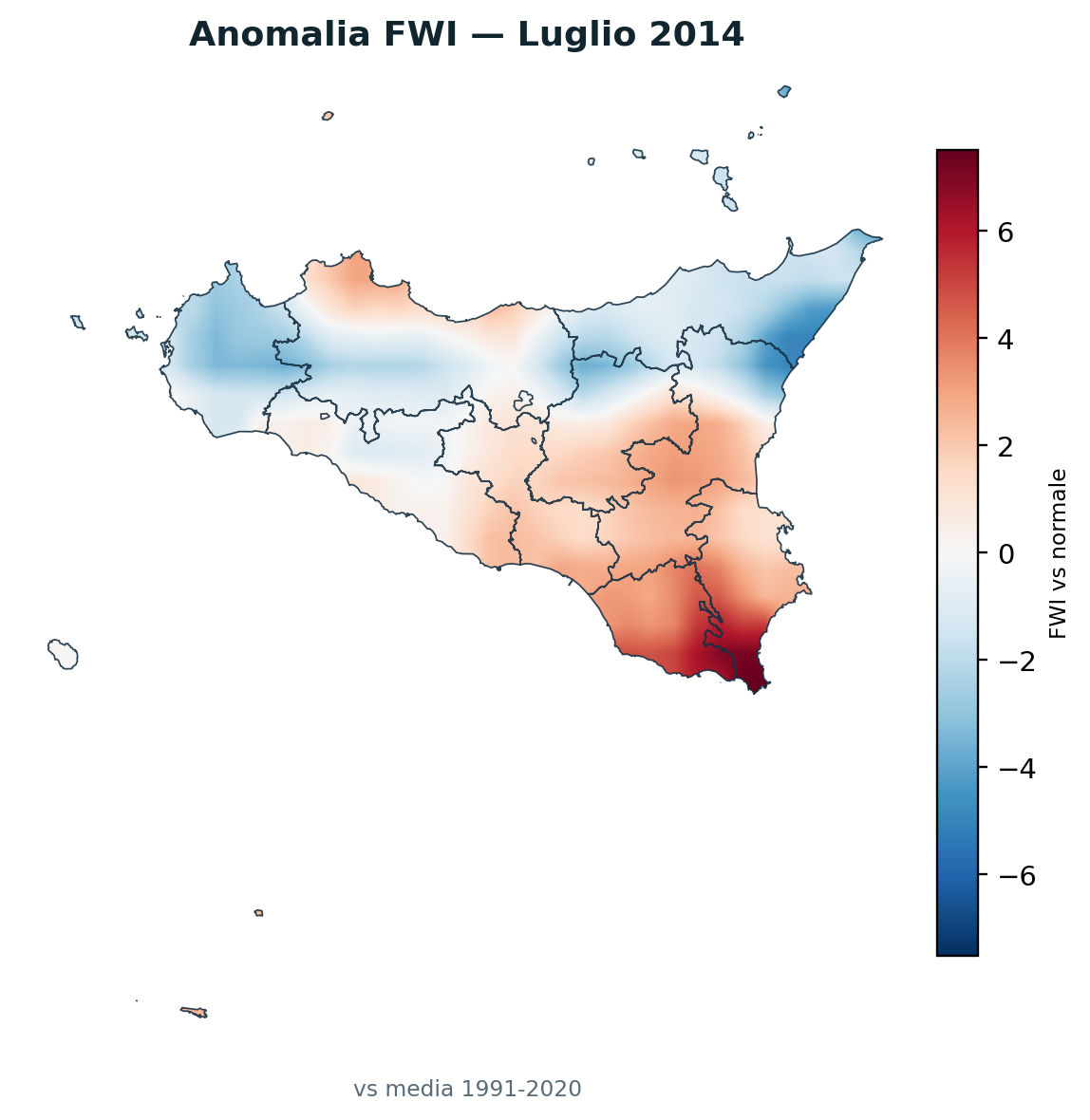 Anomalia vs normale Luglio 2014