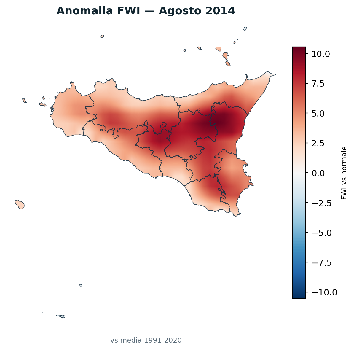 Anomalia vs normale Agosto 2014