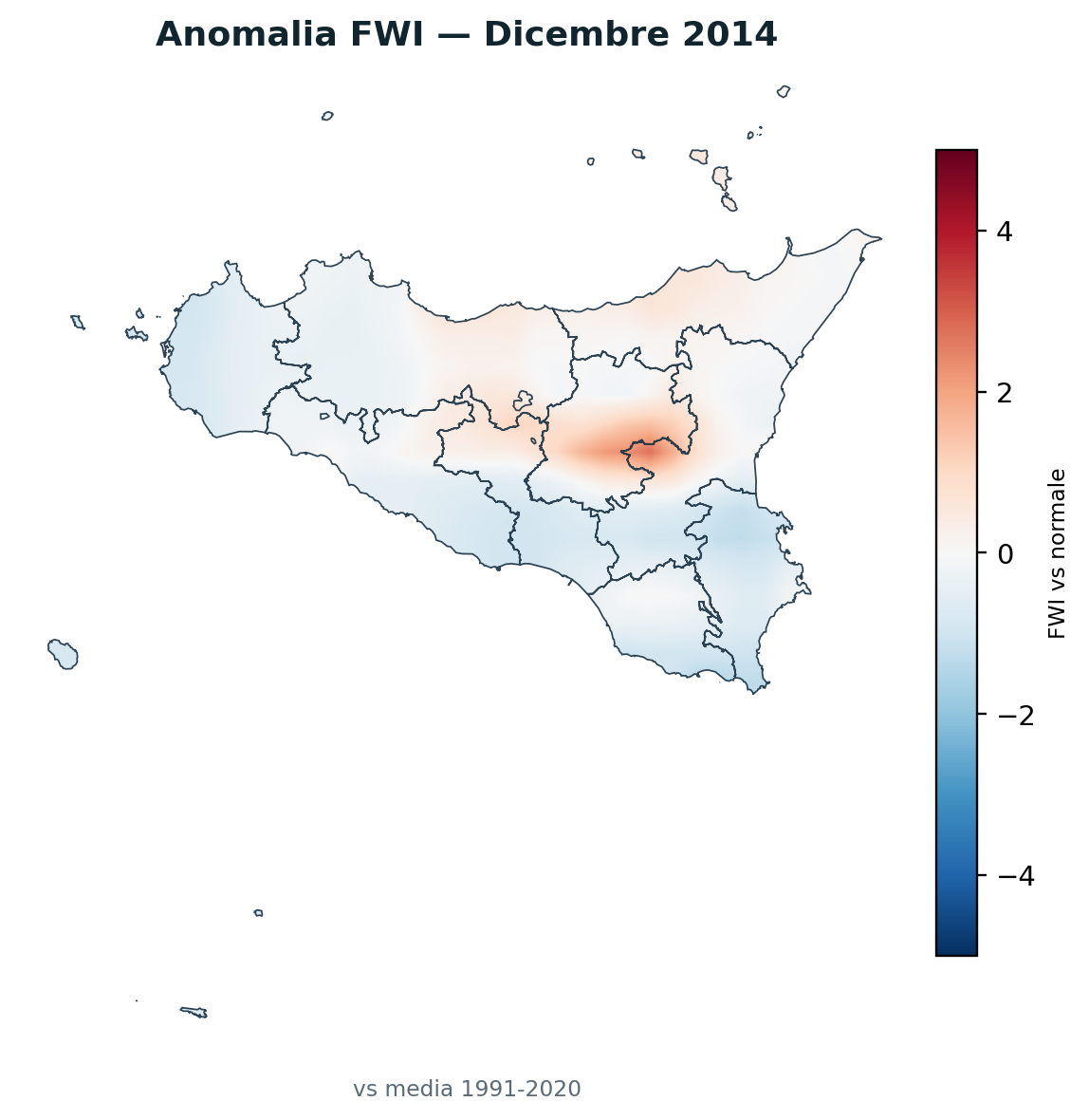 Anomalia vs normale Dicembre 2014