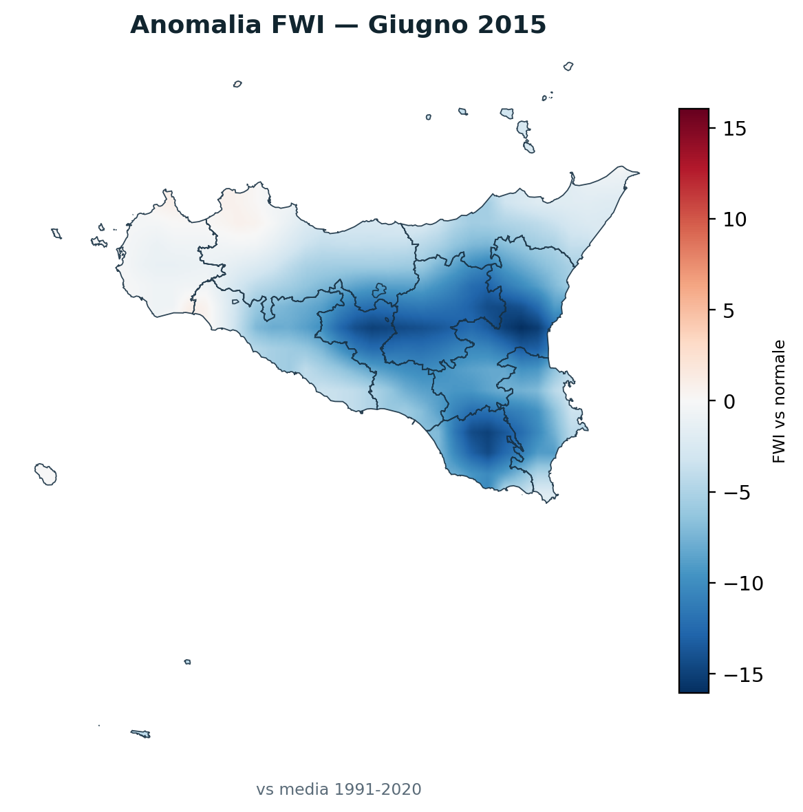 Anomalia vs normale Giugno 2015