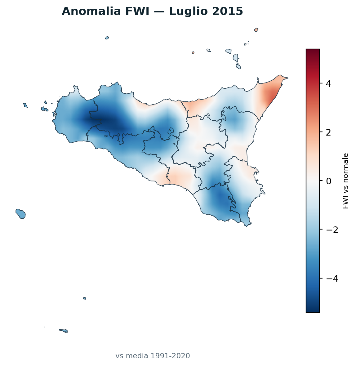 Anomalia vs normale Luglio 2015