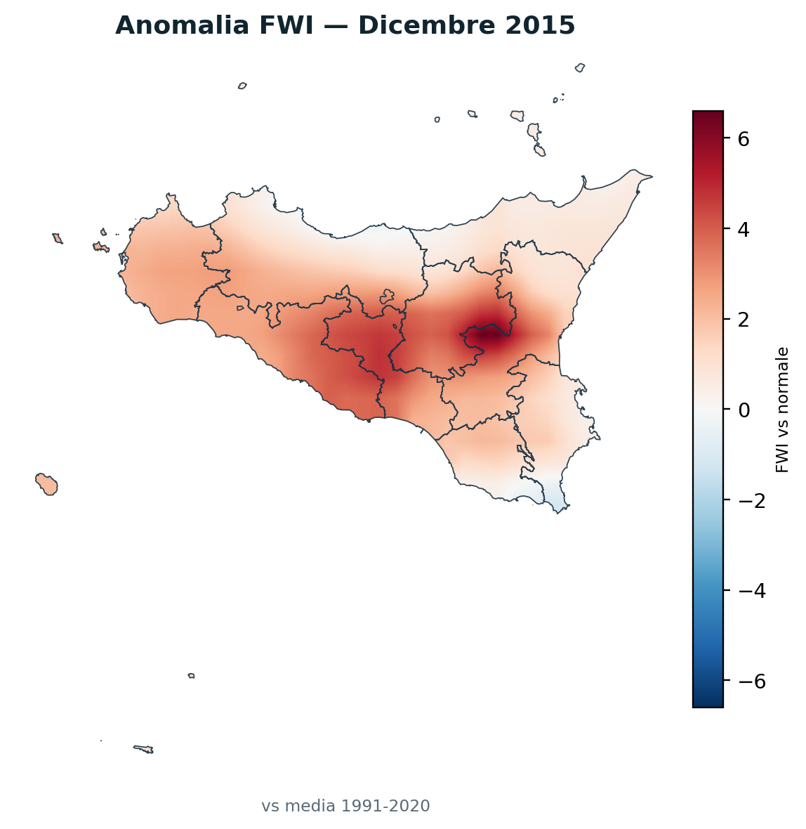 Anomalia vs normale Dicembre 2015