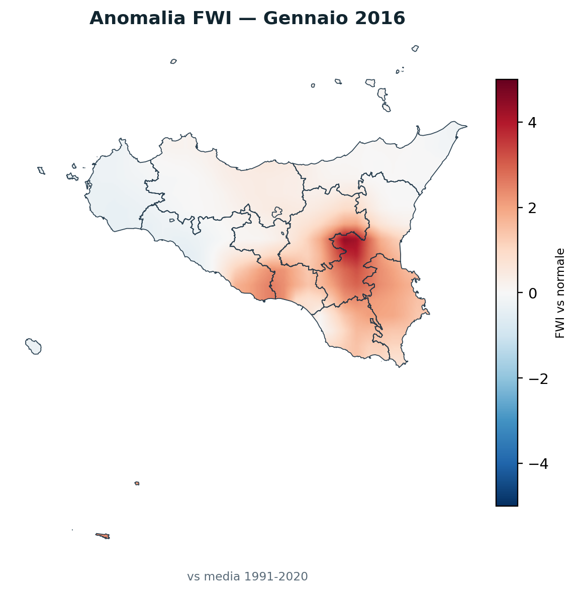 Anomalia vs normale Gennaio 2016