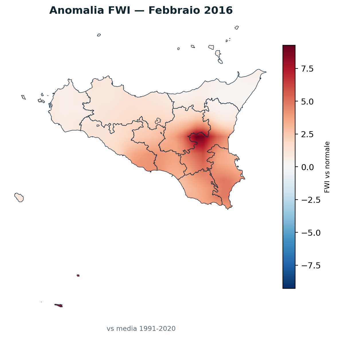 Anomalia vs normale Febbraio 2016