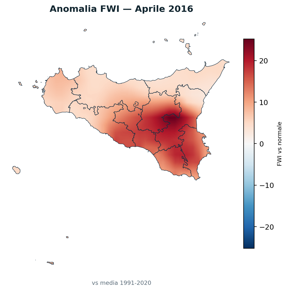 Anomalia vs normale Aprile 2016