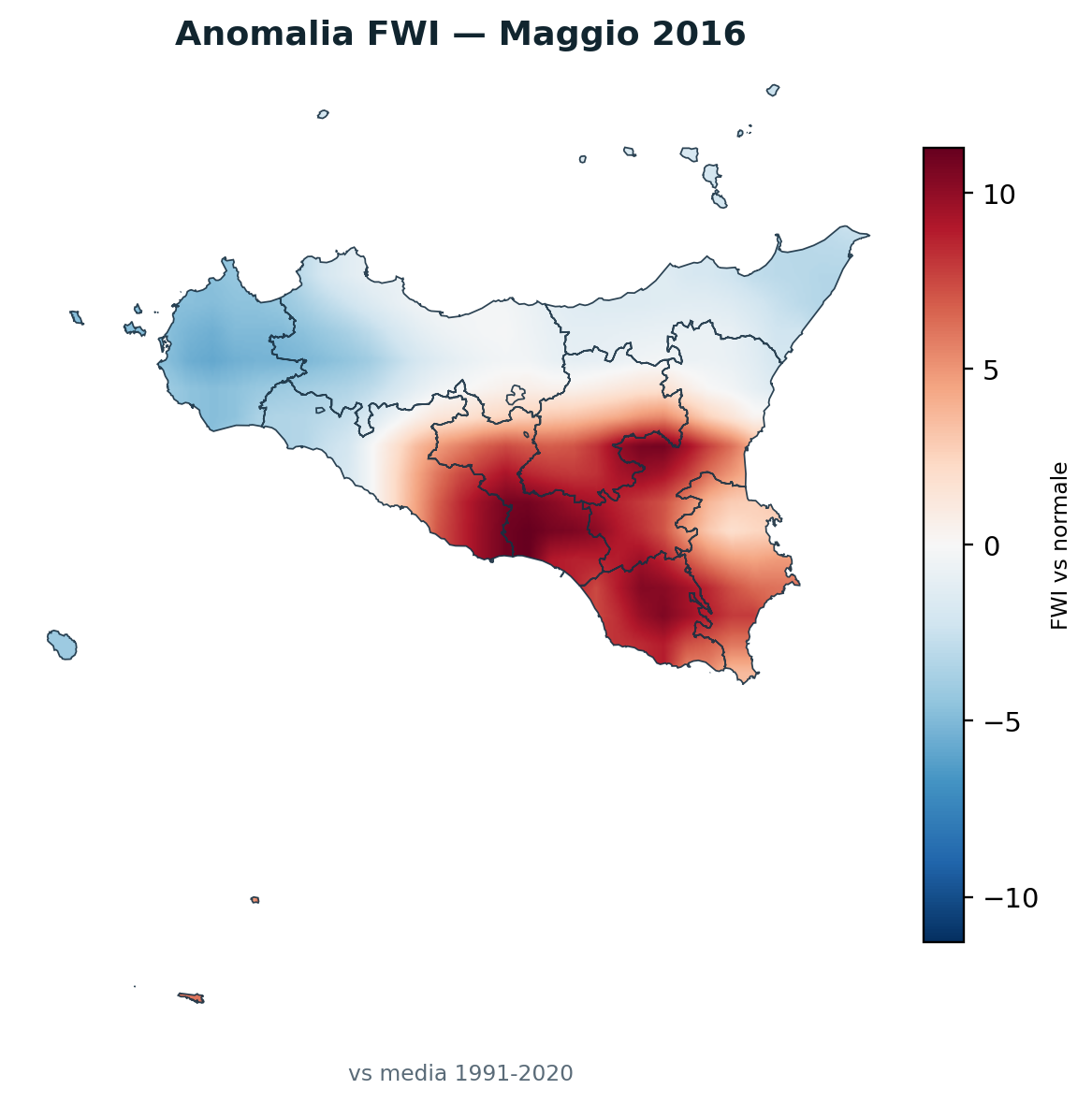 Anomalia vs normale Maggio 2016